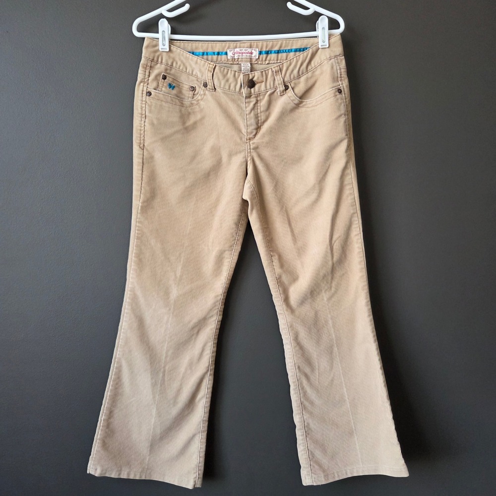 Vintage Y2k Aeropostale Womens Low‎ Rise Khaki Corduroy Flare Pants Sz 5/6 2000s